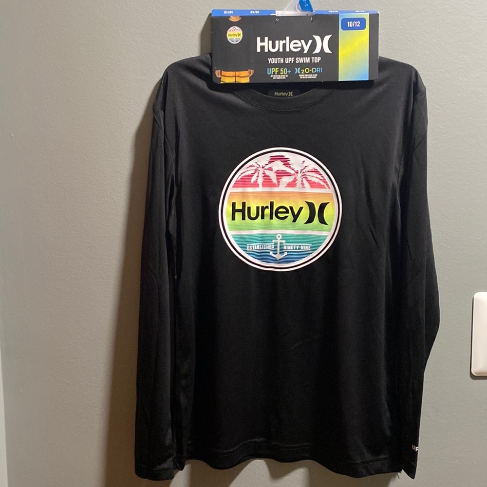 BRAND NEW GIRLS HURLEY UPF SWIM TOP SIZE 10/12! NWT. SMOKE FREE HOME! - Picture 1 of 7